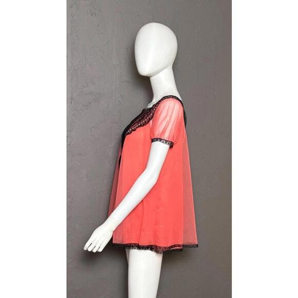 1960's Emilio Pucci Sheer Coral Babydoll Nightie + Brief Set size S/M - Picture 4 of 10